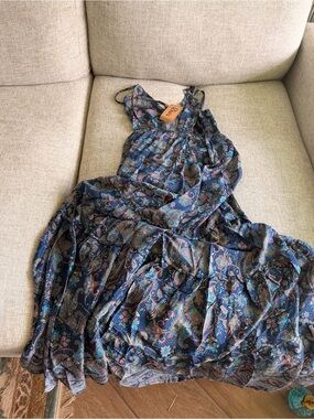 RHEA Blue Paisley Halter Maxi Dress